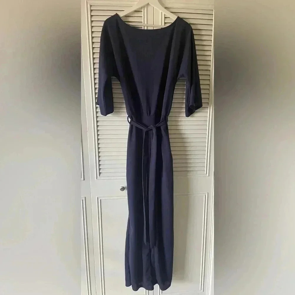 Happy Sailed Navy Blue Belted Jumpsuit Women’s SZ L